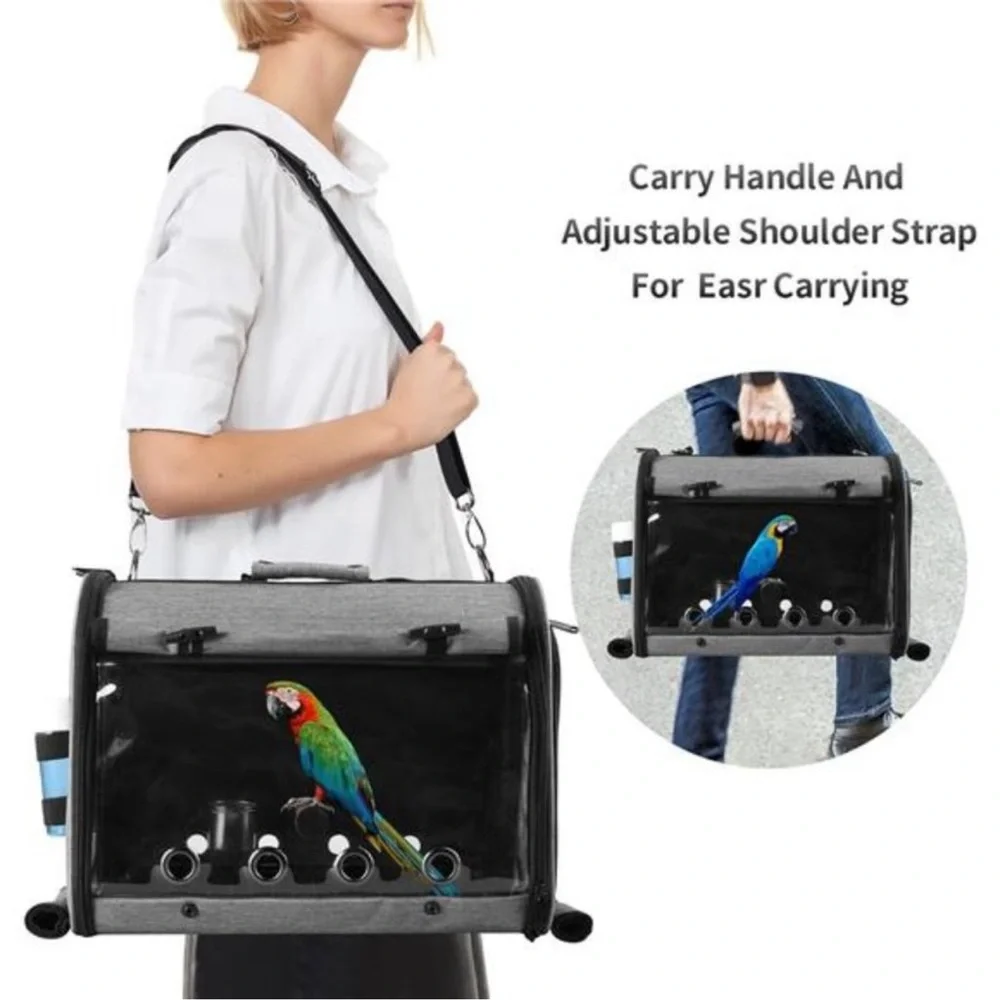 Bird Travel Bag Portable Bird Parrot Carrier Transparent Breathable Travel Cage